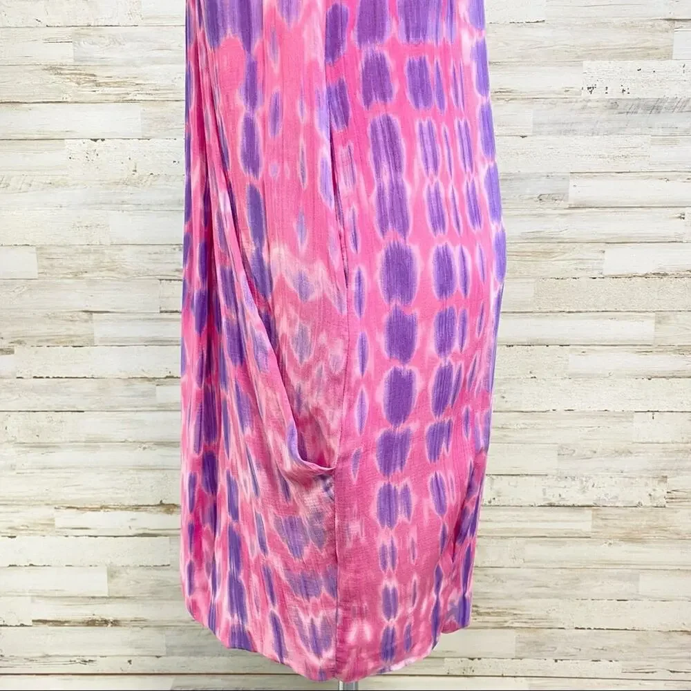Anne Klein Collection Tie Dye Dress Womens Size 2 Pink Shift Silk Cotton Blend - Picture 7 of 16